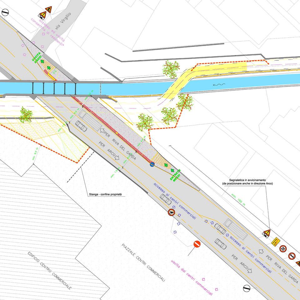 planimetria pista ciclabile riva arco