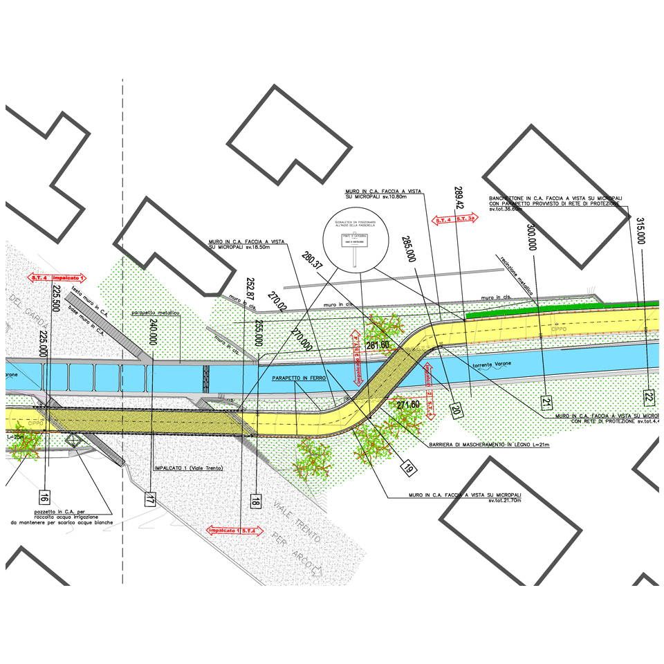 planimetria ponti riva pista ciclopedonale