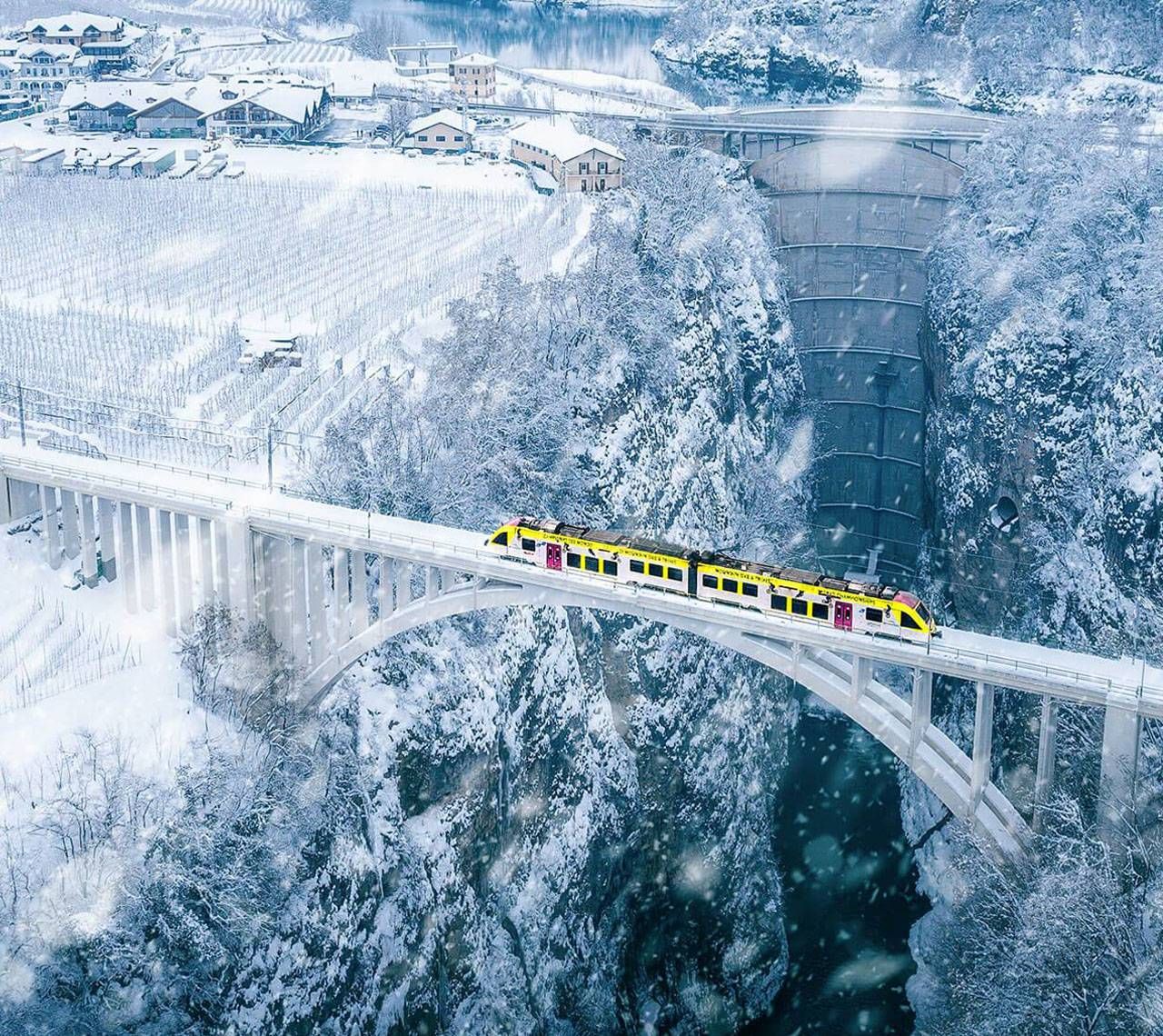 ponte ferroviario inverno trentino